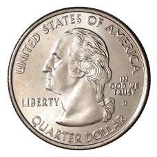 Монета 25 центов (1/4 доллара) 2008 года D США Штаты и территории — Оклахома (реверс)