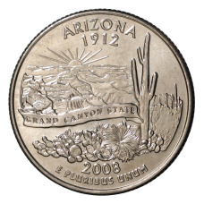Монета 25 центов (1/4 доллара) 2008 года D США Штаты и территории — Аризона (аверс)