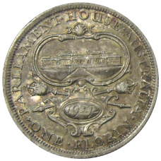 Монета 1 флорин 1927 года Австралия — Открытие здания парламента в Канберре (аверс)