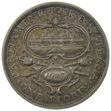 Монета 1 флорин 1927 года Австралия — Открытие здания парламента в Канберре (аверс)