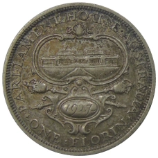 Монета 1 флорин 1927 года Австралия — Открытие здания парламента в Канберре (аверс)