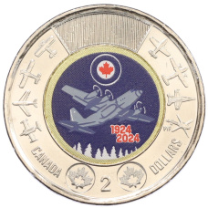 Монета 2 доллара 2024 года Канада «100 лет Королевским военно-воздушным силам Канады» (Цветная) (аверс)