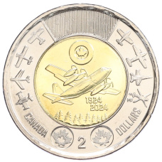 Монета 2 доллара 2024 года Канада «100 лет Королевским военно-воздушным силам Канады» (аверс)