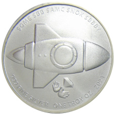 Монета  1 унция  2021 года Сингапур «Wall Street Bets» (реверс)