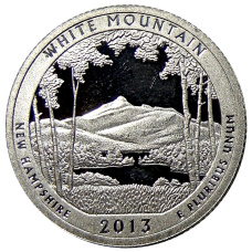 Монета 1/4 доллара (25 центов) 2013 года S США Национальные парки № 16  — Национальный лес Белые горы (аверс)