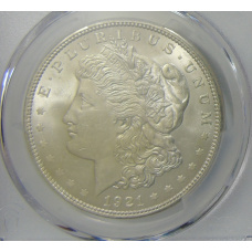 Монета 1 доллар 1921 года США «Доллар Моргана» (в слабе PCGS MS63) (аверс)