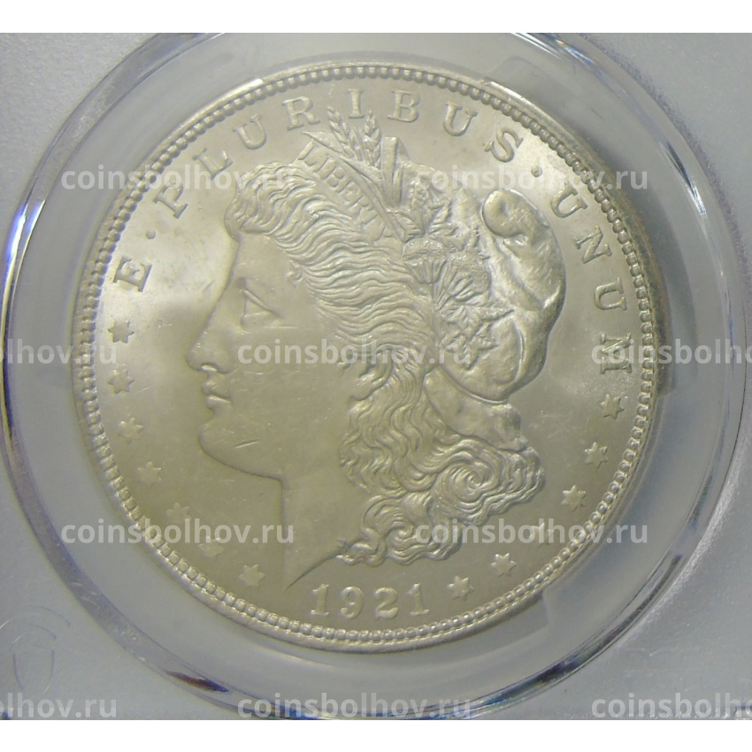 Монета 1 доллар 1921 года США «Доллар Моргана» (в слабе PCGS MS63)