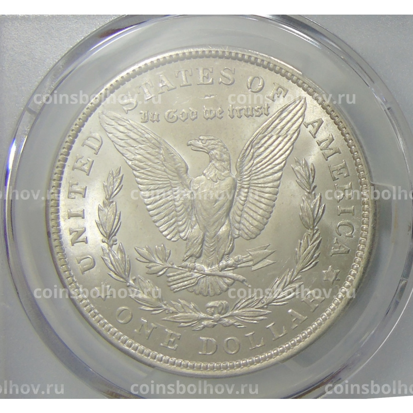 Монета 1 доллар 1921 года США «Доллар Моргана» (в слабе PCGS MS63) (вид 2)
