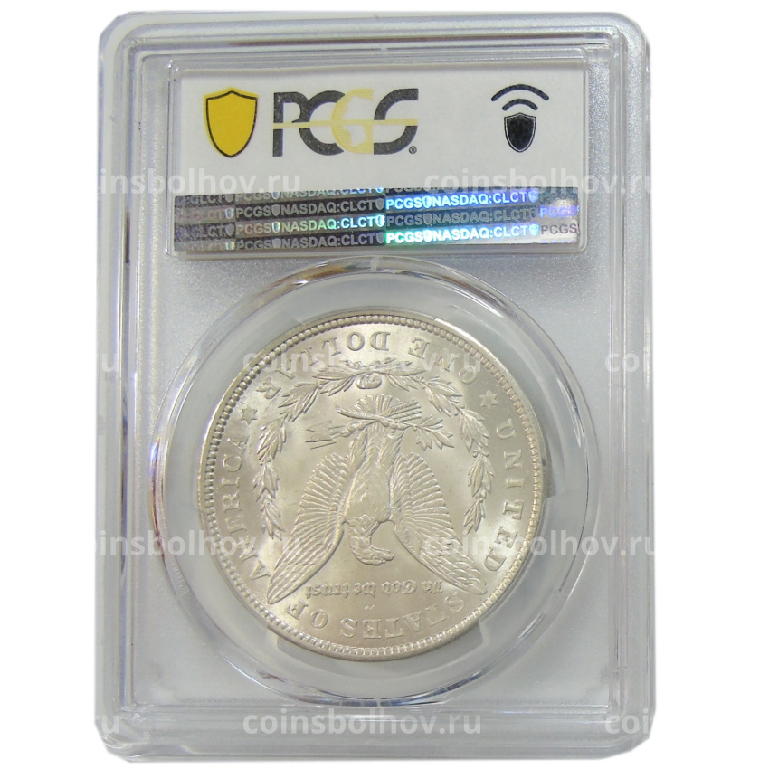 Монета 1 доллар 1921 года США «Доллар Моргана» (в слабе PCGS MS63) (вид 4)