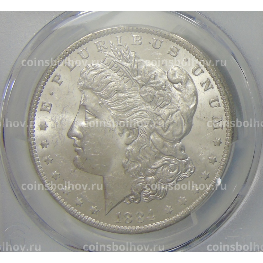 Монета 1 доллар 1884 года O США «Доллар Моргана» (в слабе PCGS MS63)