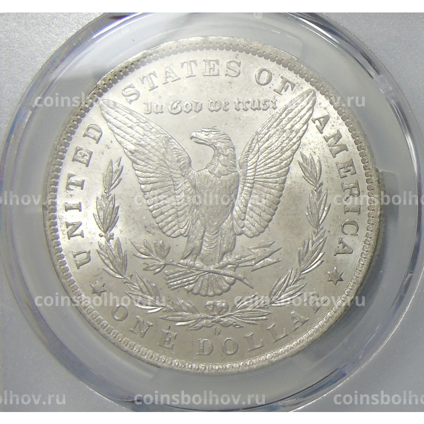 Монета 1 доллар 1884 года O США «Доллар Моргана» (в слабе PCGS MS63) (вид 2)