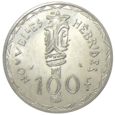 Монета 100 франков 1966 года Новые Гебриды (аверс)
