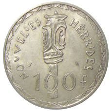 Монета 100 франков 1966 года Новые Гебриды (аверс)