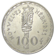 Монета 100 франков 1966 года Новые Гебриды (аверс)