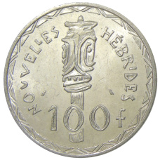 Монета 100 франков 1966 года Новые Гебриды (аверс)