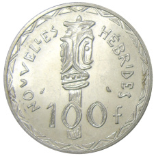 Монета 100 франков 1966 года Новые Гебриды (аверс)