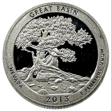 Монета 1/4 доллара (25 центов) 2013 года S США Национальные парки № 18 — Национальный парк Грейт-Бейсин (аверс)