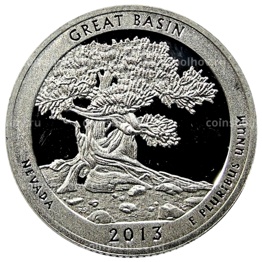 Монета 1/4 доллара (25 центов) 2013 года S США Национальные парки № 18 — Национальный парк Грейт-Бейсин