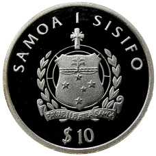 Монета 10 тала 2002 года Самаоа и Сизифо — Последний выпуск Испанской песеты (реверс)