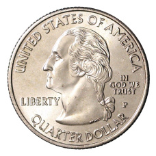 Монета 25 центов (1/4 доллара) 2001 года Р США Штаты и территории — Нью-Йорк (реверс)