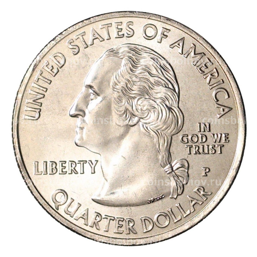 Монета 25 центов (1/4 доллара) 2007 года Р США Штаты и территории — Вашингтон (вид 2)
