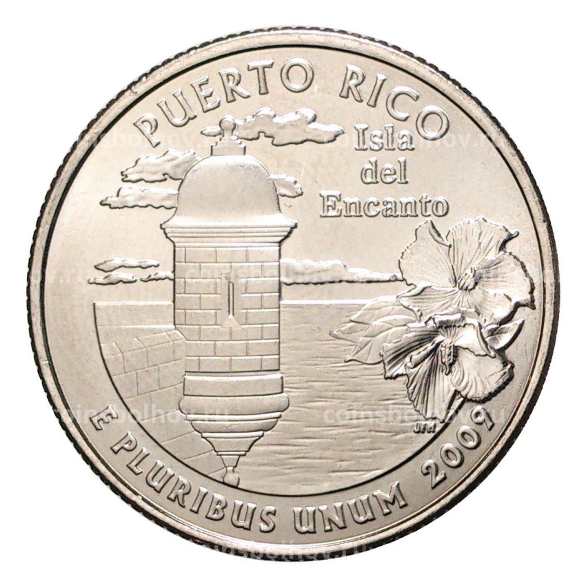 Монета 25 центов (1/4 доллара) 2009 года Р США Штаты и территории — Пуэрто-Рико