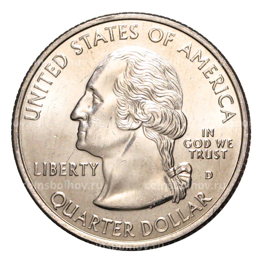 Монета 25 центов (1/4 доллара) 2001 года D США Штаты и территории — Северная Каролина (вид 2)