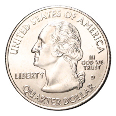 Монета 25 центов (1/4 доллара) 2001 года D США Штаты и территории — Нью-Йорк (реверс)