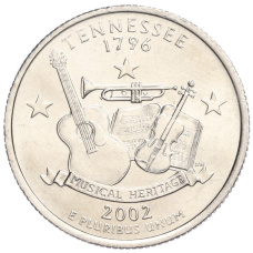 Монета 25 центов (1/4 доллара) 2002 года D США Штаты и территории — Штат Теннеси (аверс)