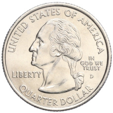 Монета 25 центов (1/4 доллара) 2002 года D США Штаты и территории — Штат Теннеси (реверс)