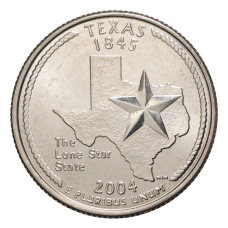 Монета 25 центов (1/4 доллара) 2004 года D США Штаты и территории — Техас (аверс)