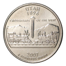 Монета 25 центов (1/4 доллара) 2007 года D США Штаты и территории — Юта (аверс)