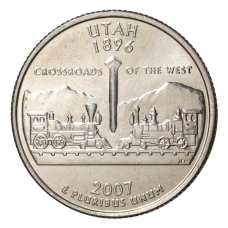 Монета 25 центов (1/4 доллара) 2007 года D США Штаты и территории — Юта (аверс)