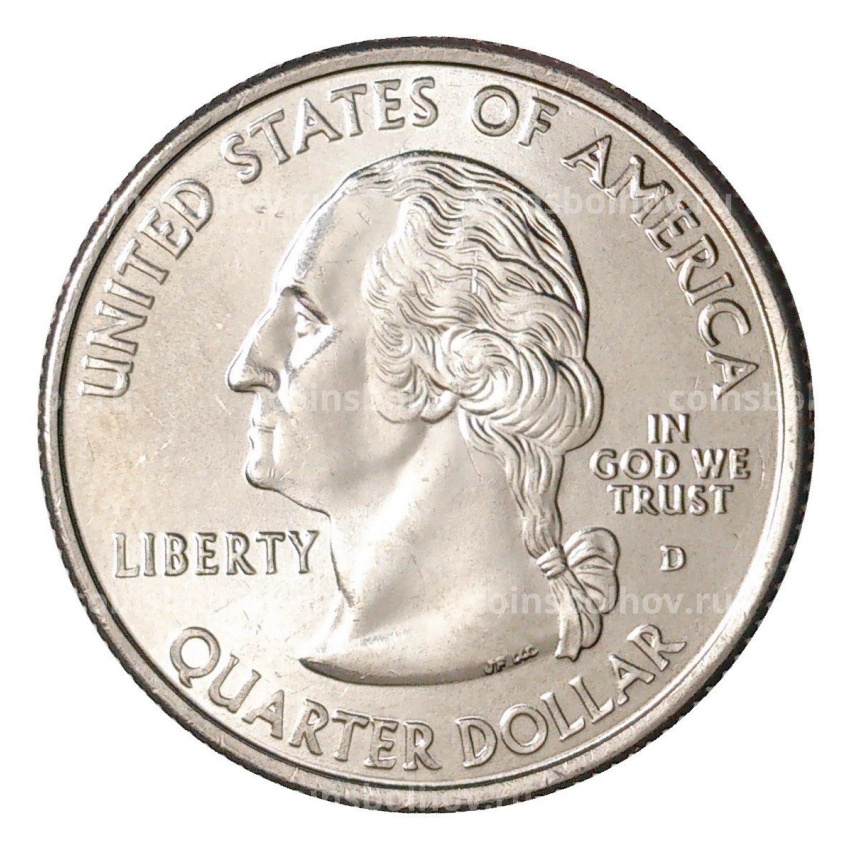 Монета 25 центов (1/4 доллара) 2007 года D США Штаты и территории — Юта (вид 2)