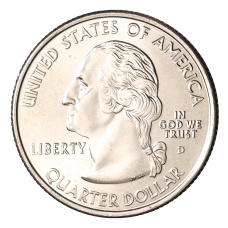 Монета 25 центов (1/4 доллара) 2007 года D США Штаты и территории — Вашингтон (реверс)