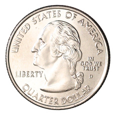 Монета 25 центов (1/4 доллара) 2007 года D США Штаты и территории — Вайоминг (реверс)
