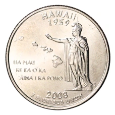 Монета 25 центов (1/4 доллара) 2008 года D США Штаты и территории — Гавайи (аверс)