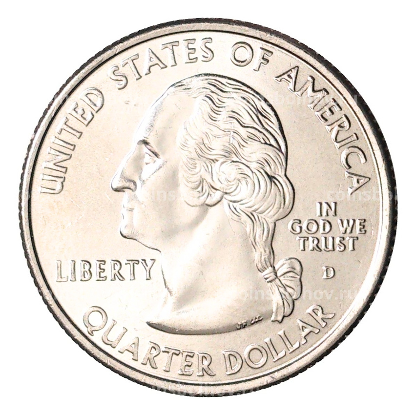 Монета 25 центов (1/4 доллара) 2009 года D США Штаты и территории — Округ Колумбия (вид 2)