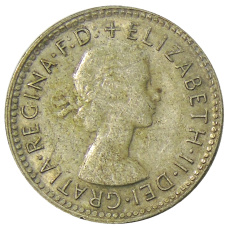 Монета 6 пенсов 1960 года Австралия (реверс)