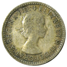 Монета 6 пенсов 1957 года Австралия (реверс)