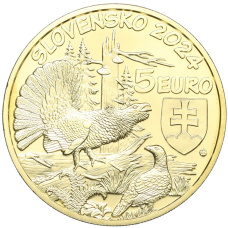 Монета 5 евро 2024 года Словакия «Глухарь» (реверс)