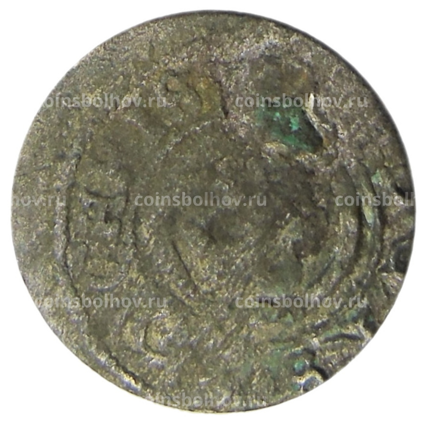 Монета Солид 1634-1654 года Шведская оккупация Риги — королева Кристина