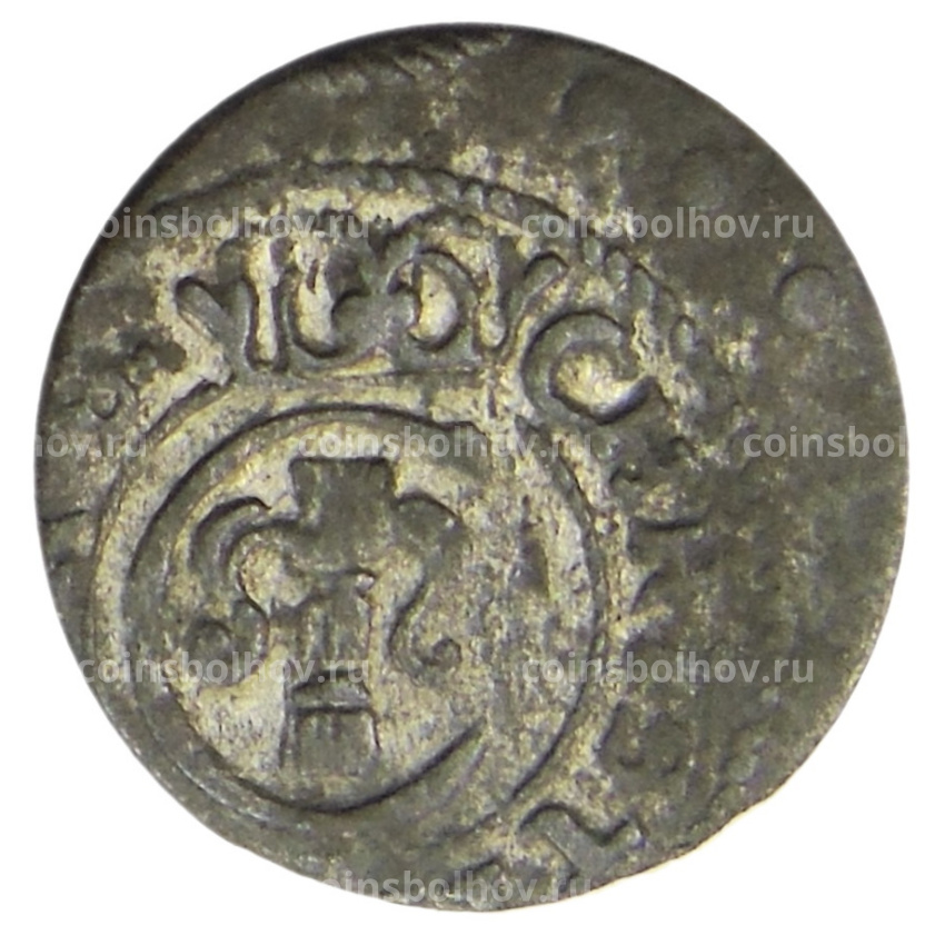 Монета Солид 1652 года Шведская оккупация Риги — королева Кристина