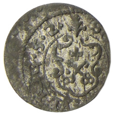 Монета Солид 1652 года Шведская оккупация Риги — королева Кристина (реверс)