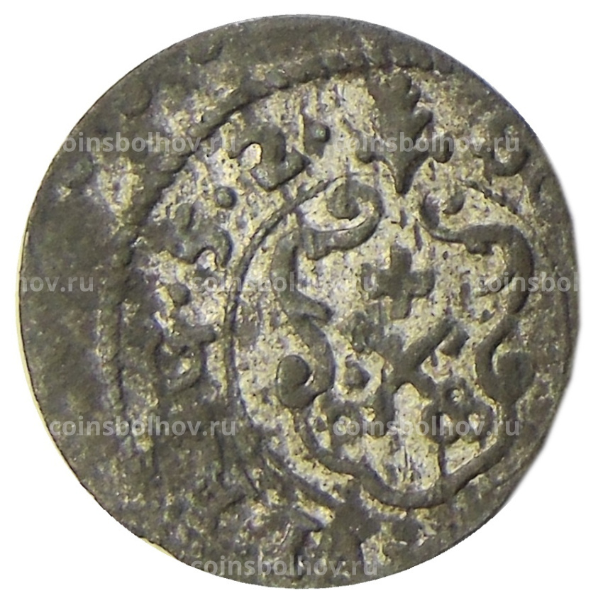 Монета Солид 1652 года Шведская оккупация Риги — королева Кристина (вид 2)