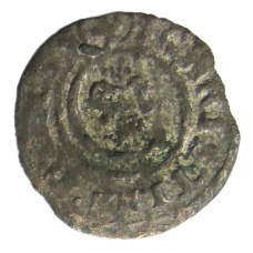 Монета Солид 1648 года Шведская оккупация Риги — королева Кристина (аверс)