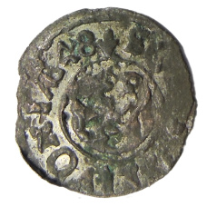 Монета Солид 1648 года Шведская оккупация Риги — королева Кристина (реверс)