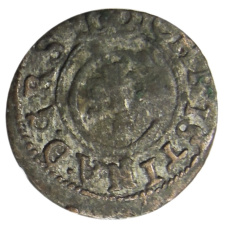 Монета Солид 1634-1654 года Шведская оккупация Риги — королева Кристина (аверс)