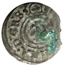 Монета Солид 1634-1654 года Шведская оккупация Риги — королева Кристина (аверс)