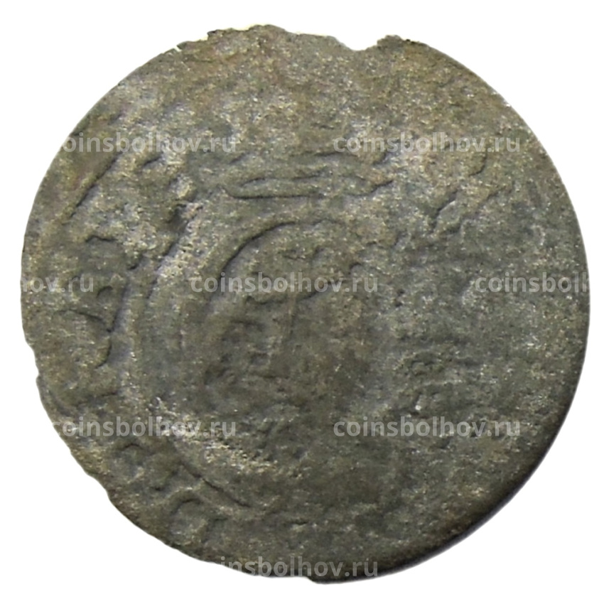 Монета Солид 1634-1654 года Шведская оккупация Риги — королева Кристина